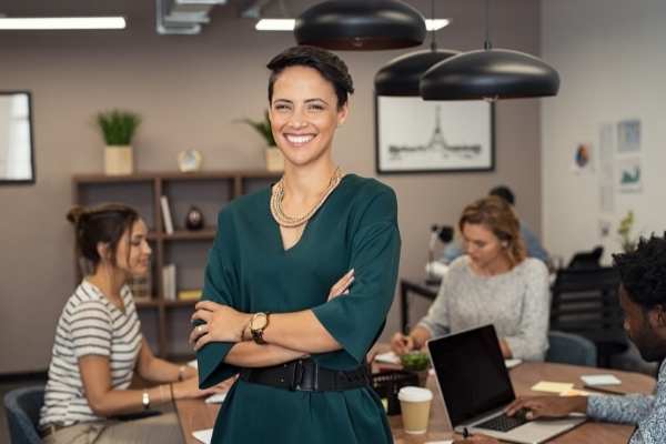 confident woman in a workplace