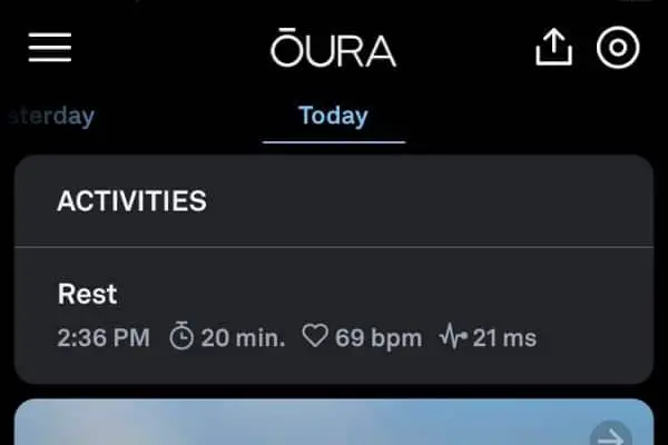 Oura Ring dashboard