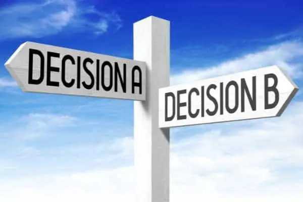a diagram of Decision A vs Decision B